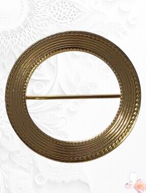 Monet Textured Round Textured Brooch Gold Tone